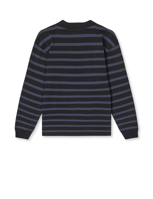 Cotton Jersey Stripe Carlito Tee LS, Parisian Night/Black