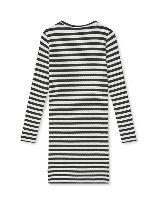 5x5 Classic Stripe Dubina Short Dress, Black/Vanilla Ice
