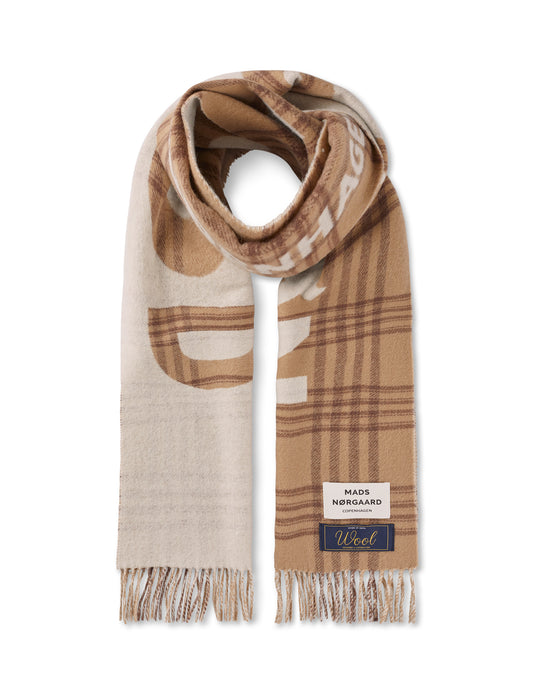 Woven Wool Logo Scarf, Cornstalk/Cocoa Brown