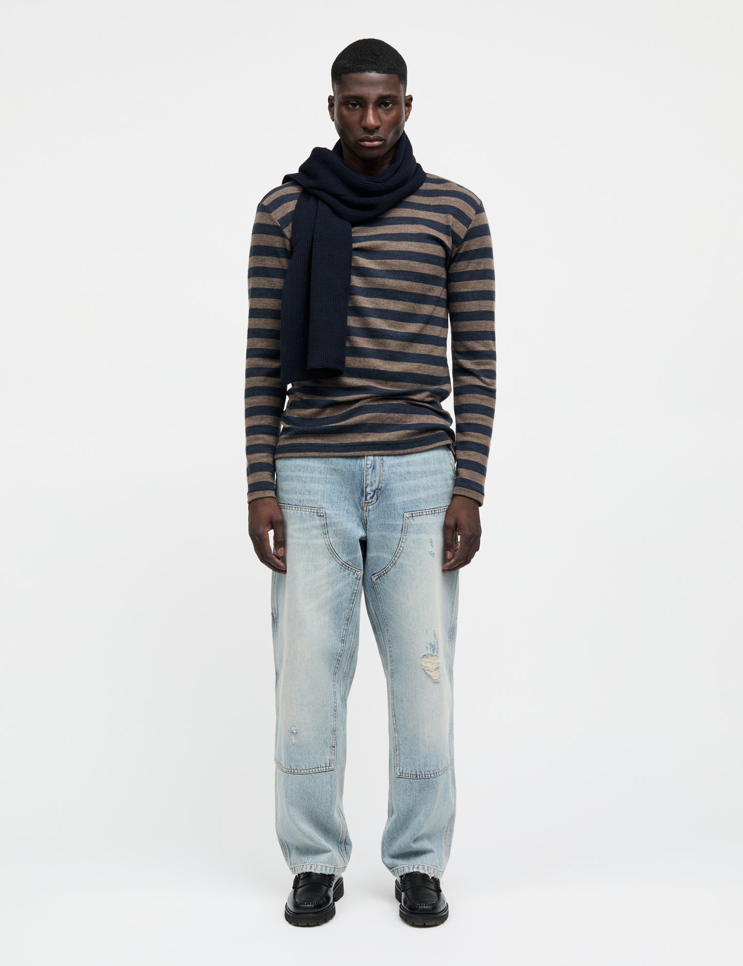 Fine Wool Tobias Knit, Brown/Navy