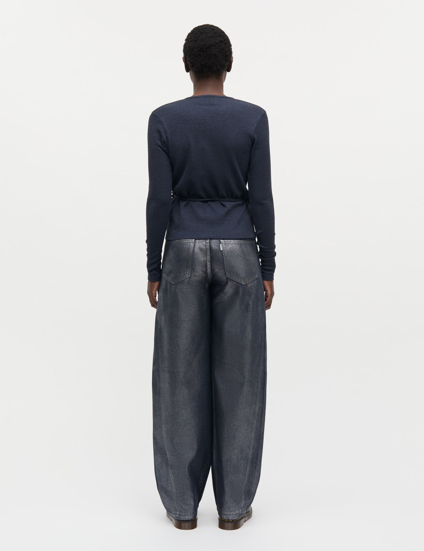 Metallic Denim Christel Jeans, Vintage Blue/Gun Metal