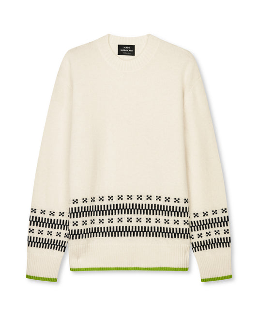 Lambswool Gustav Iceland Crew Knit, Seedpearl