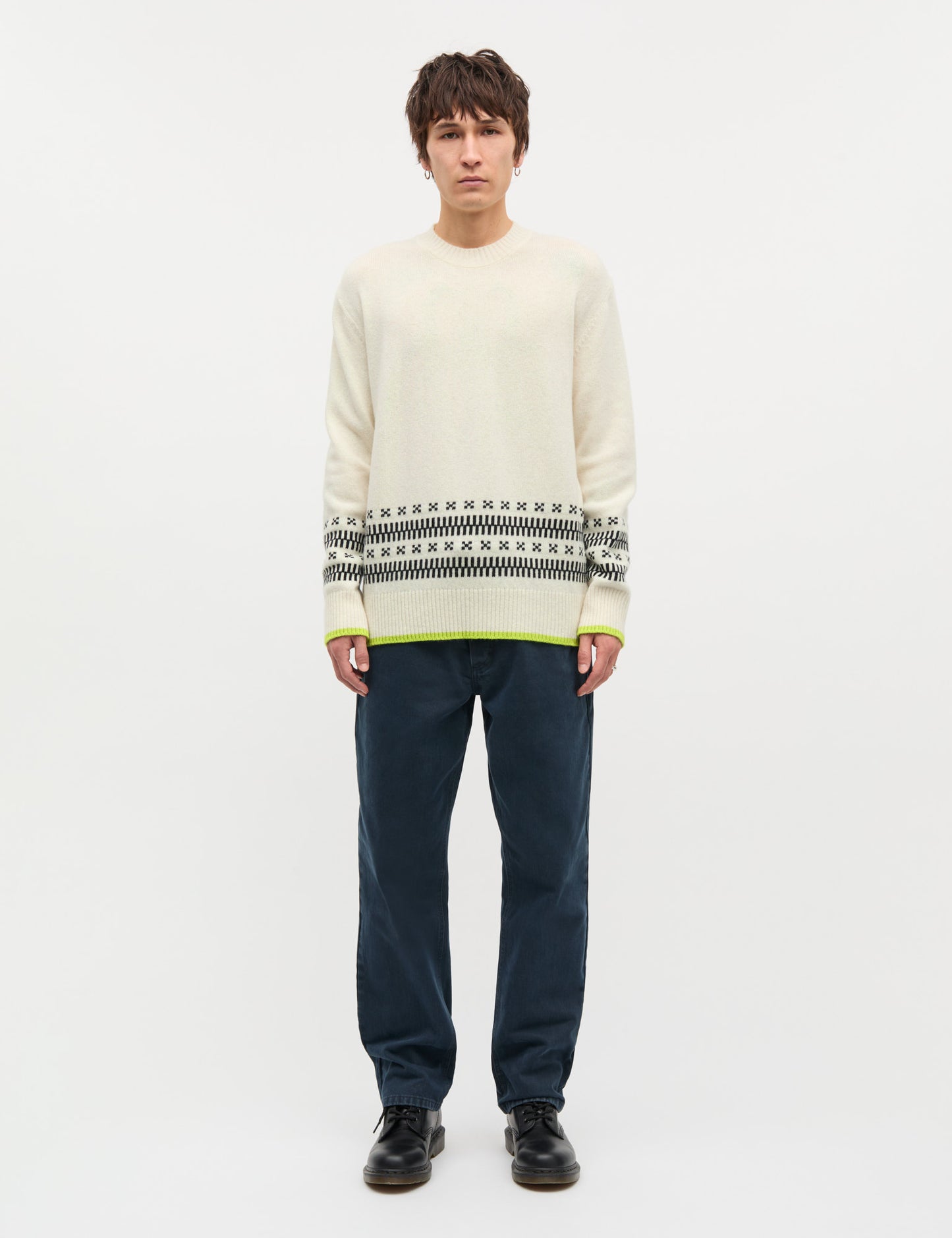 Lambswool Gustav Iceland Crew Knit, Seedpearl