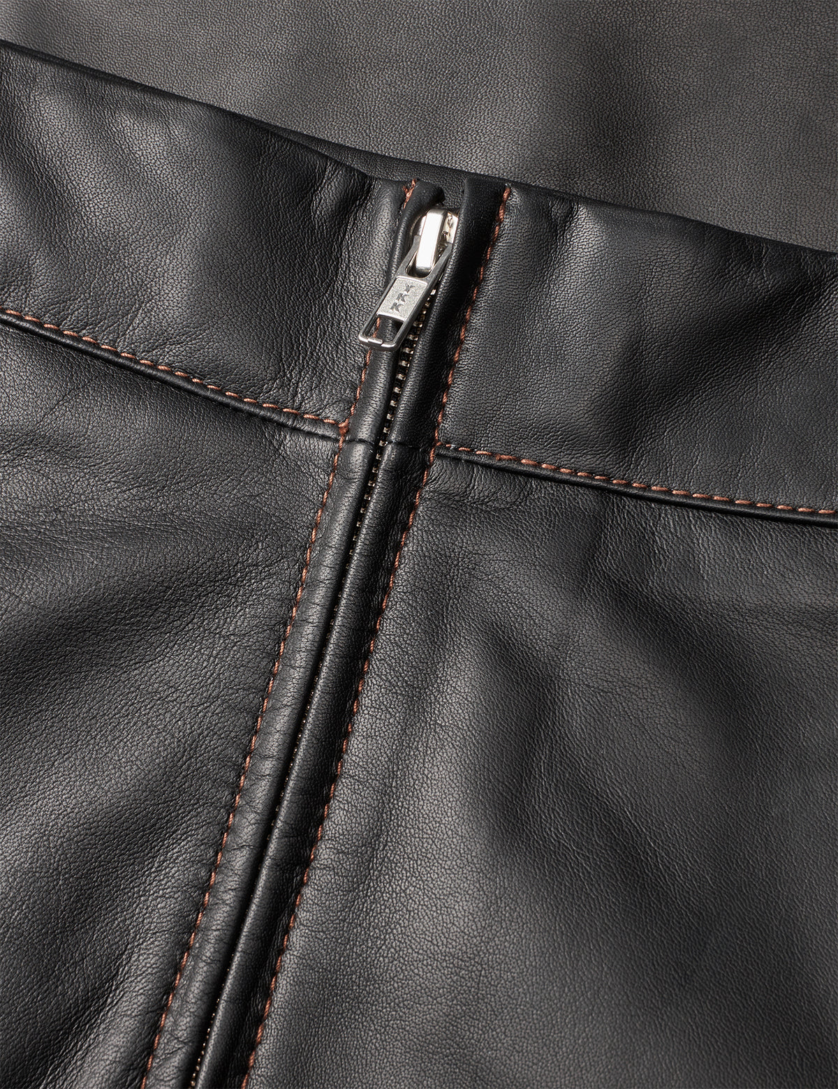 Smooth Leather Stelly Skirt, Black