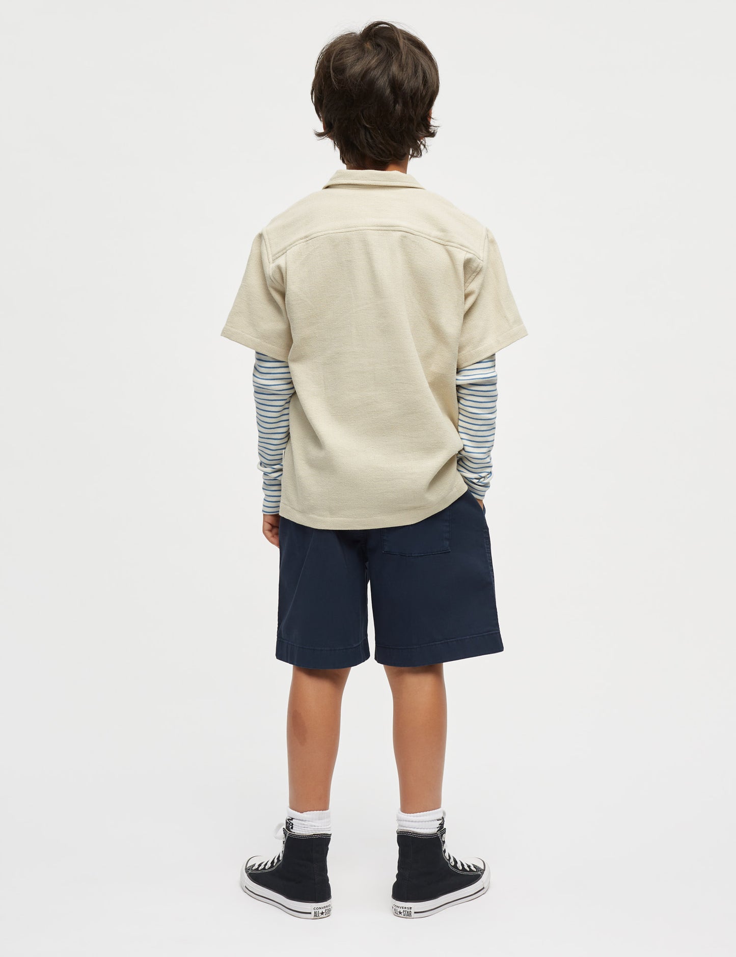 2x2 Cotton Stripe Talino Tee L/S, Vanilla Ice/Bright Cobalt