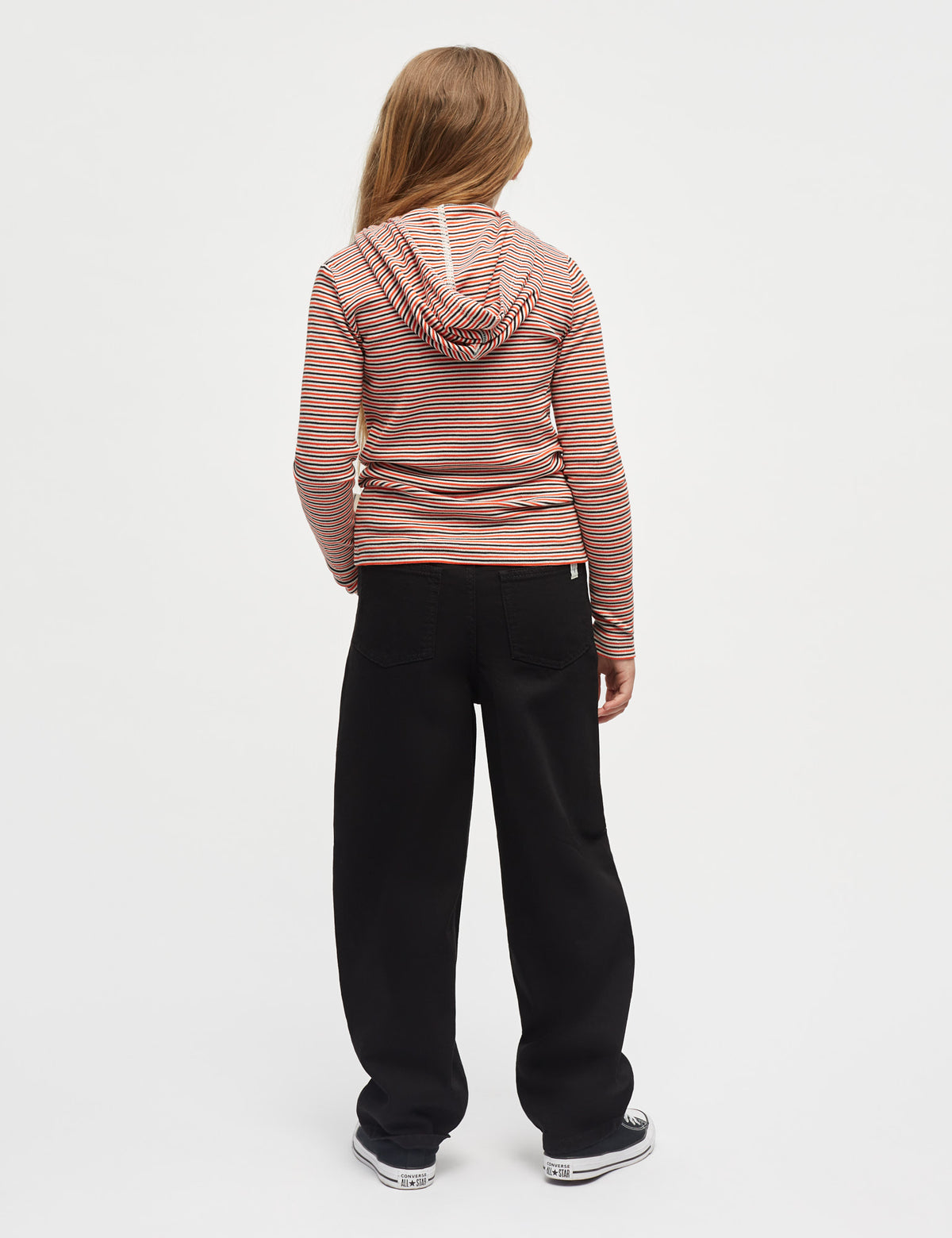 2x2 Cotton Stripe Tally Hoodie, Fiery Red/Vanilla Ice