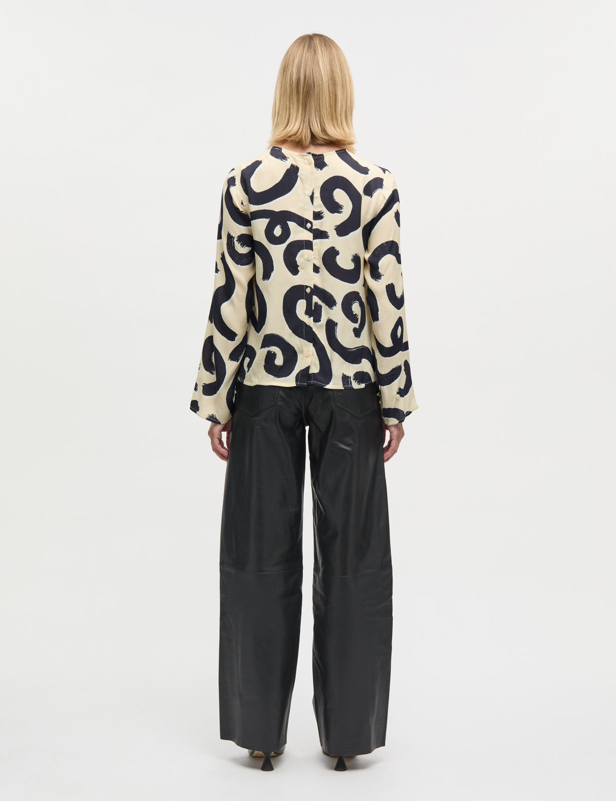 Delicate Twill Flow Top AOP, Swirl AOP/Almond Oil