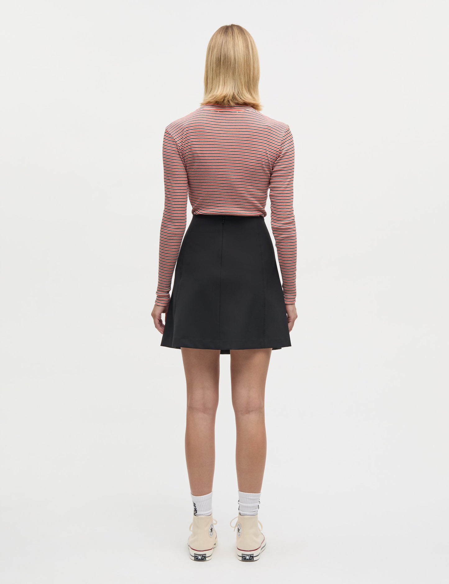 2x2 Cotton Stripe Tuba Tee LS, Fiery Red/Vanilla Ice