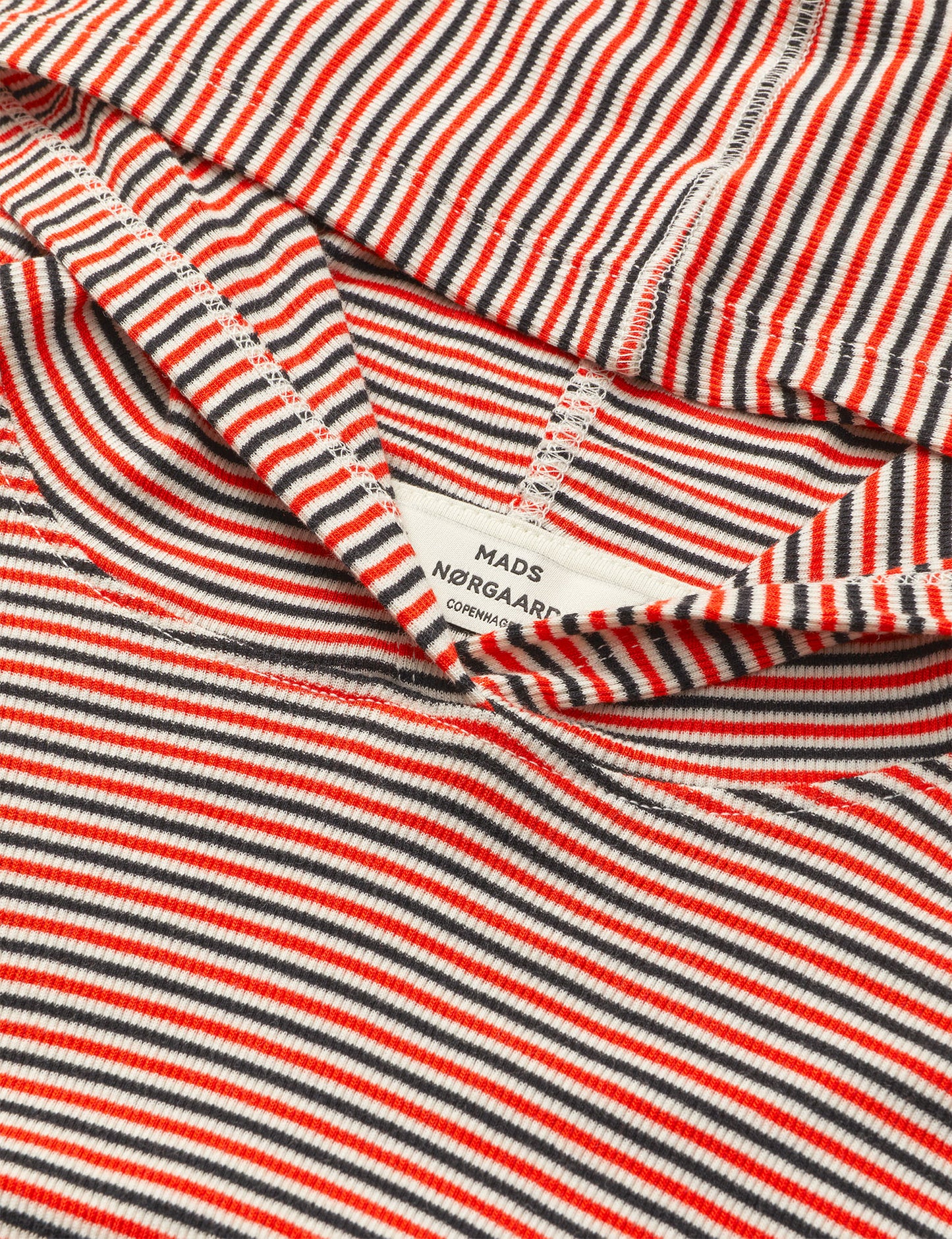 2x2 Cotton Stripe Tutti Hood, Fiery Red/Vanilla Ice