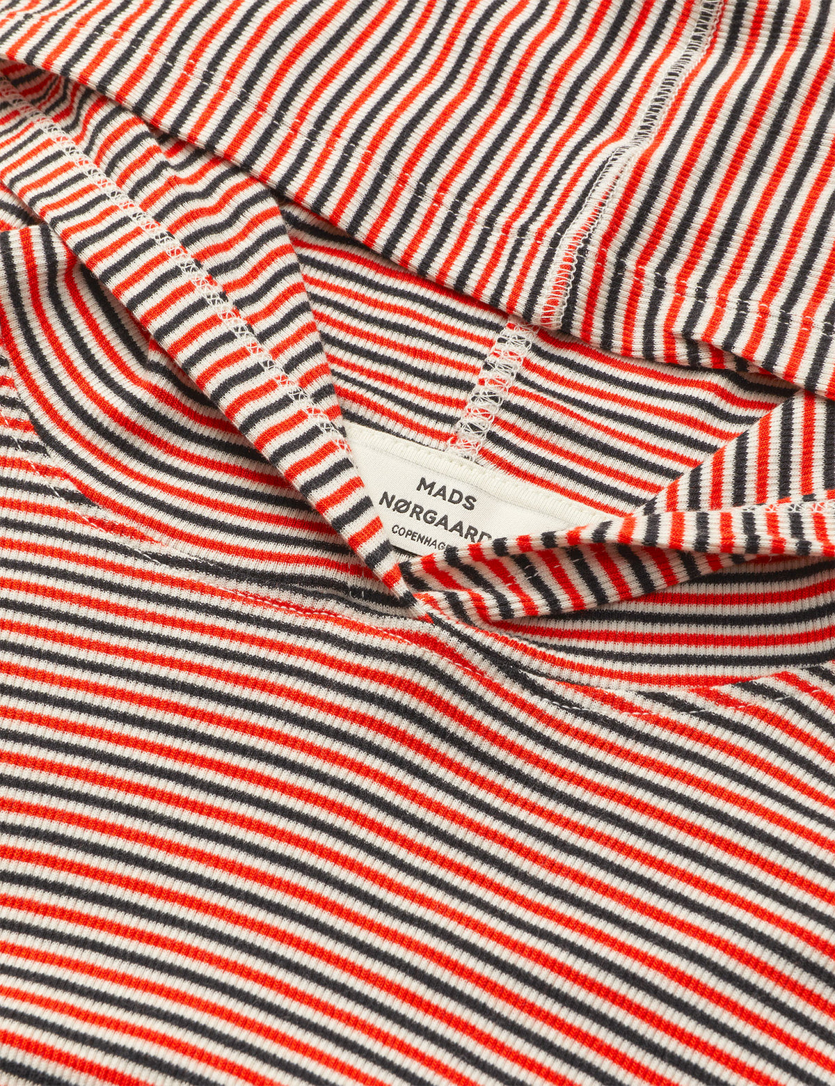 2x2 Cotton Stripe Tutti Hood, Fiery Red/Vanilla Ice