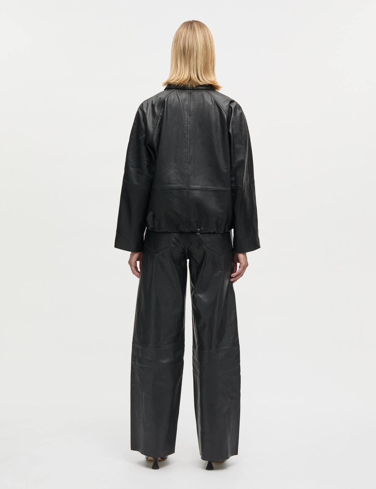 Shiny Leather Christel Pants, Black