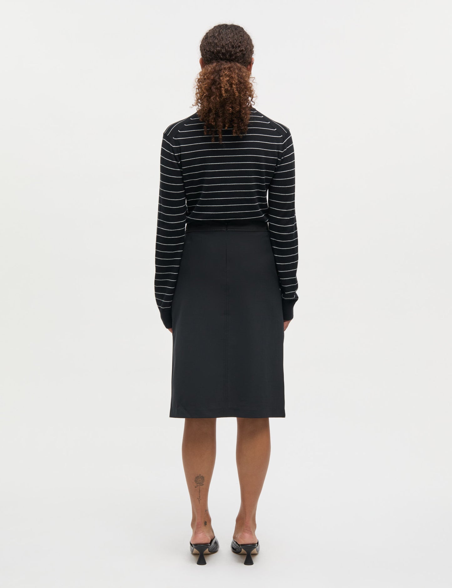 Fine Merino Emma Stripe Knit, Black/Vanilla Ice