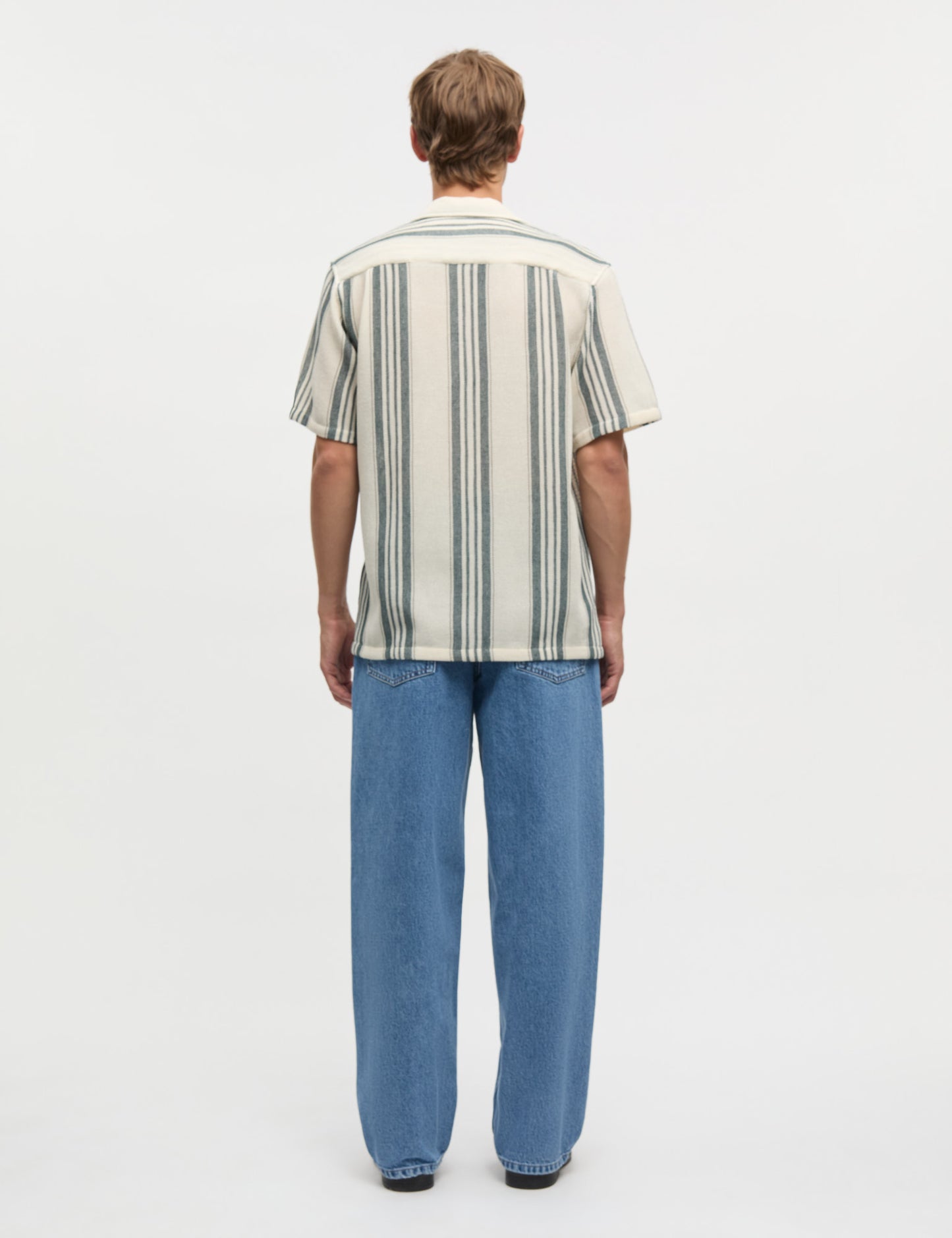 Weave Mesh Kenji Shirt SS, Vanilla Ice/Deep Sea Stripe