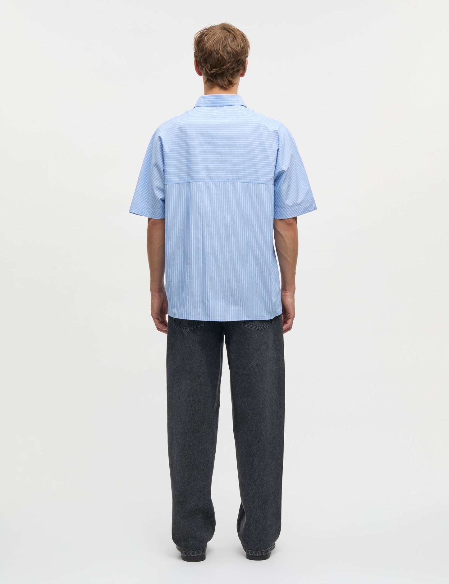 Prime Cotton Poplin Breuer Shirt, White/Bright Cobalt Stripe