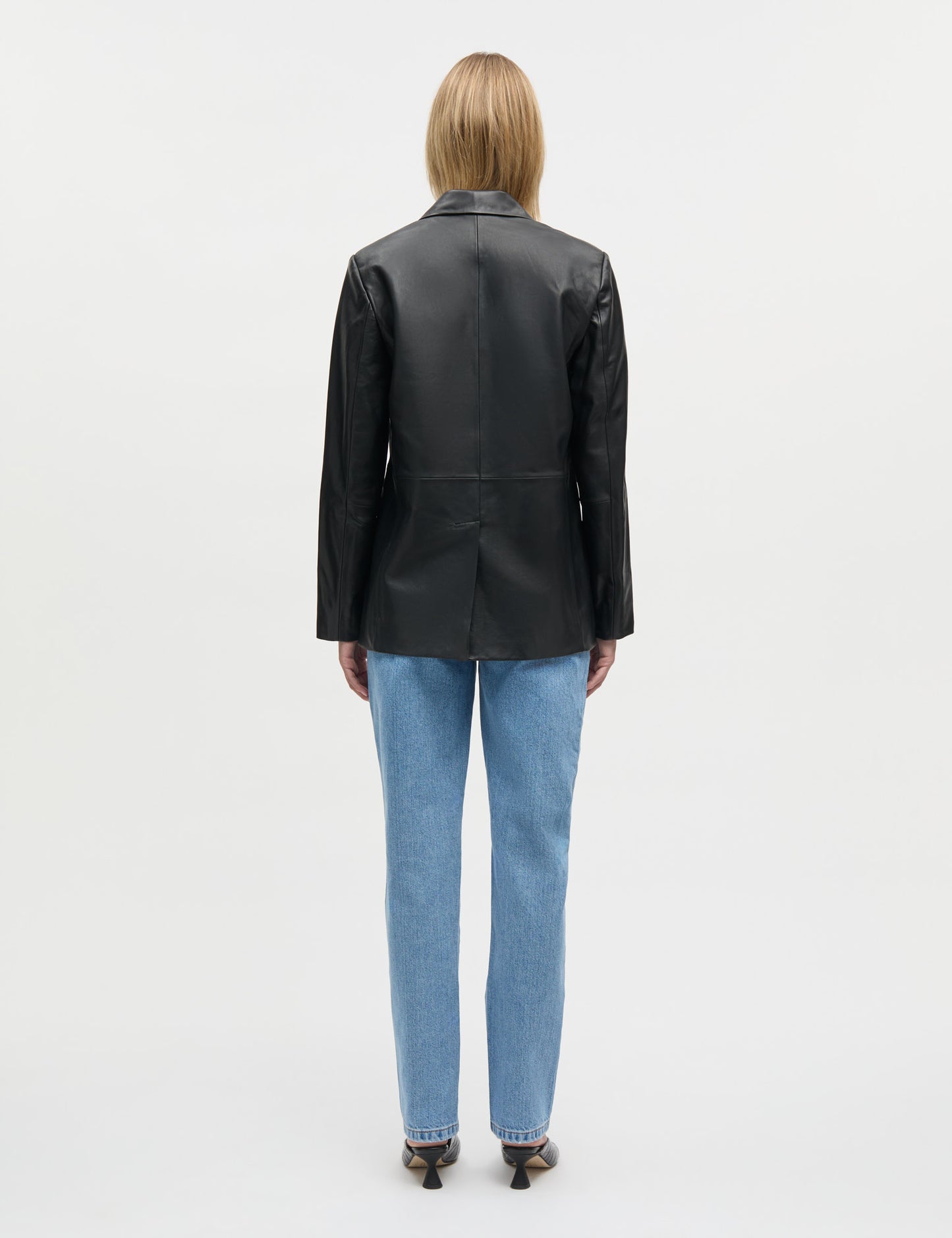 Shiny Leather Lesley Blazer, Black