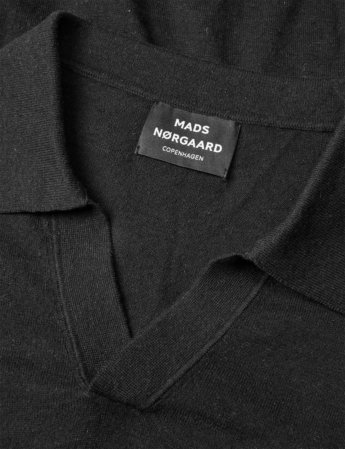 Cotton Lino Theo Polo Knit, Black