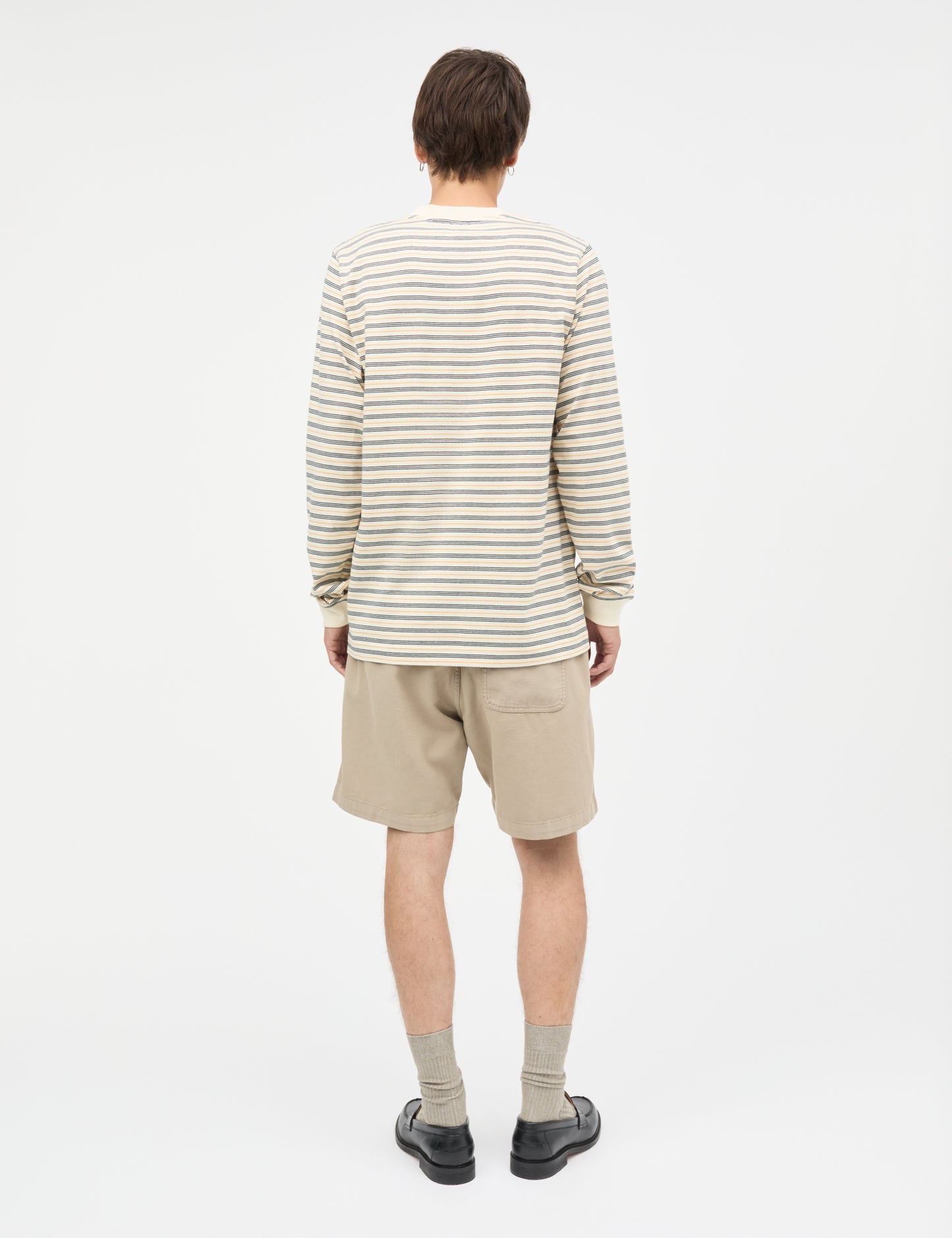 Cotton Jersey Stripe Frode Tee LS, Vanilla Ice/Sky Captain/Zinnia