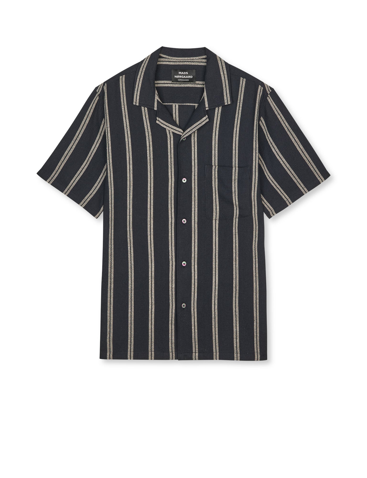 Texture Kenji Shirt SS ST., Black/Plaza Taupe – MADS NØRGAARD