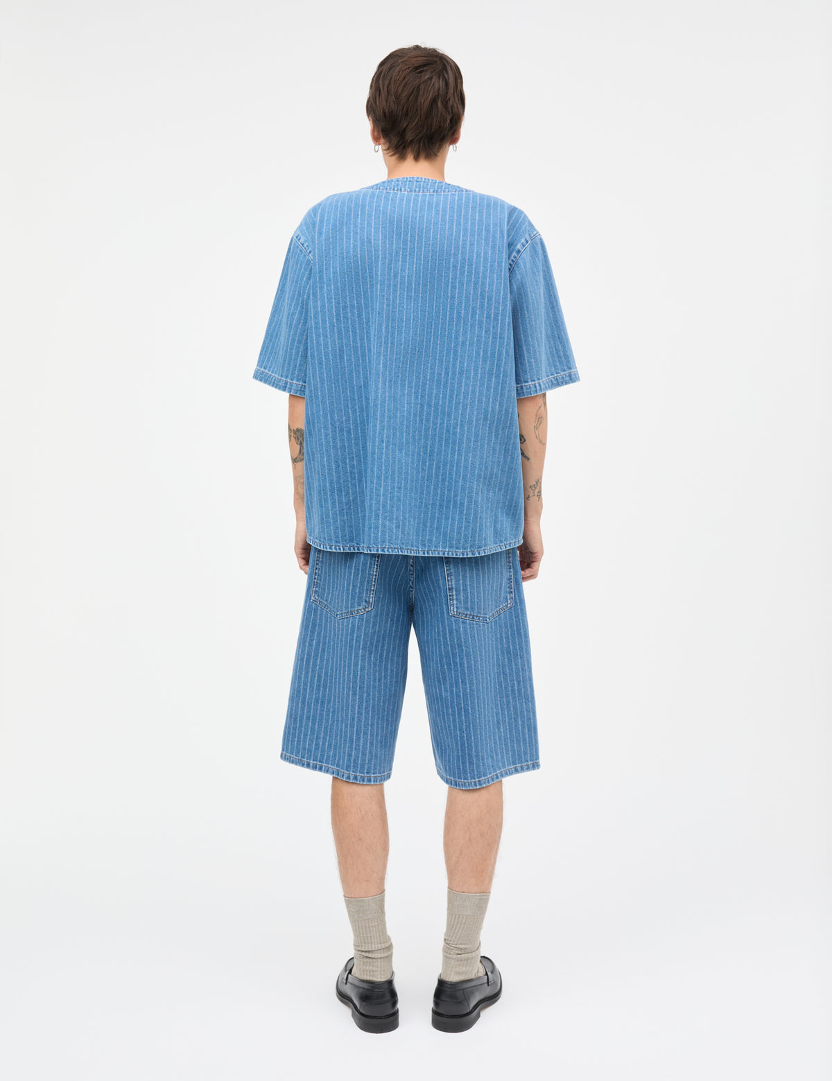 Striped Denim Paradise Shirt, Light Blue Wash