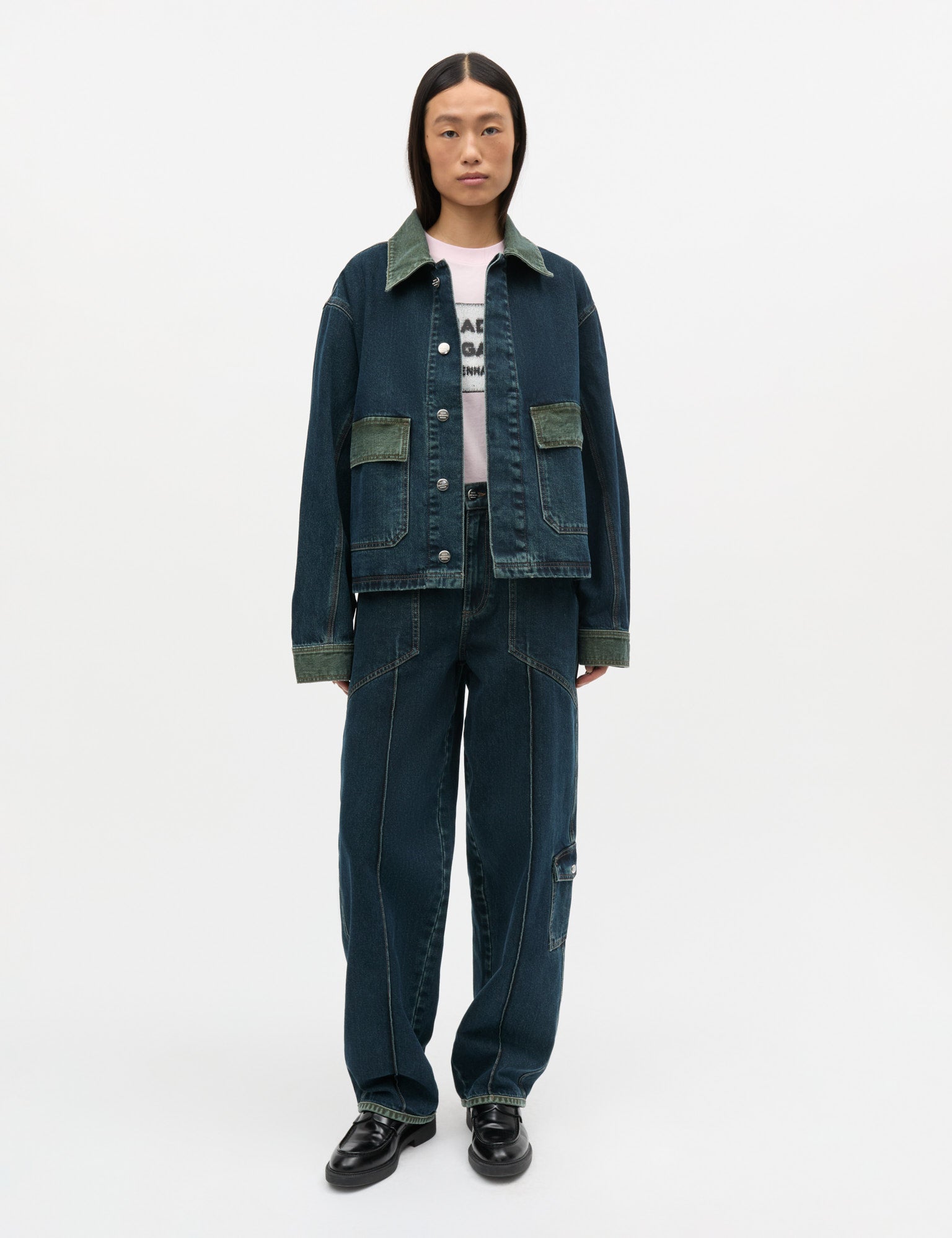 Double Denim Solar Jacket, Blue/Green Dye – MADS NØRGAARD – COPENHAGEN