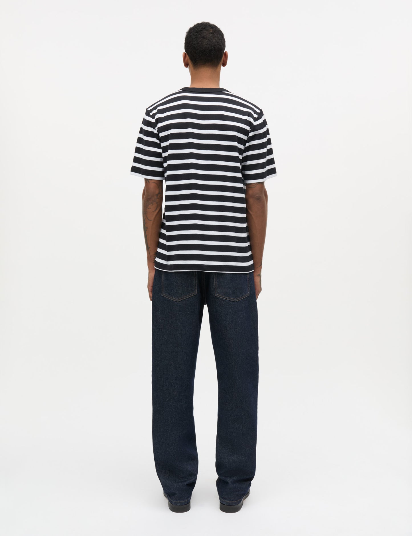 Klassik Rib Stripe Esben Tee, Black/White
