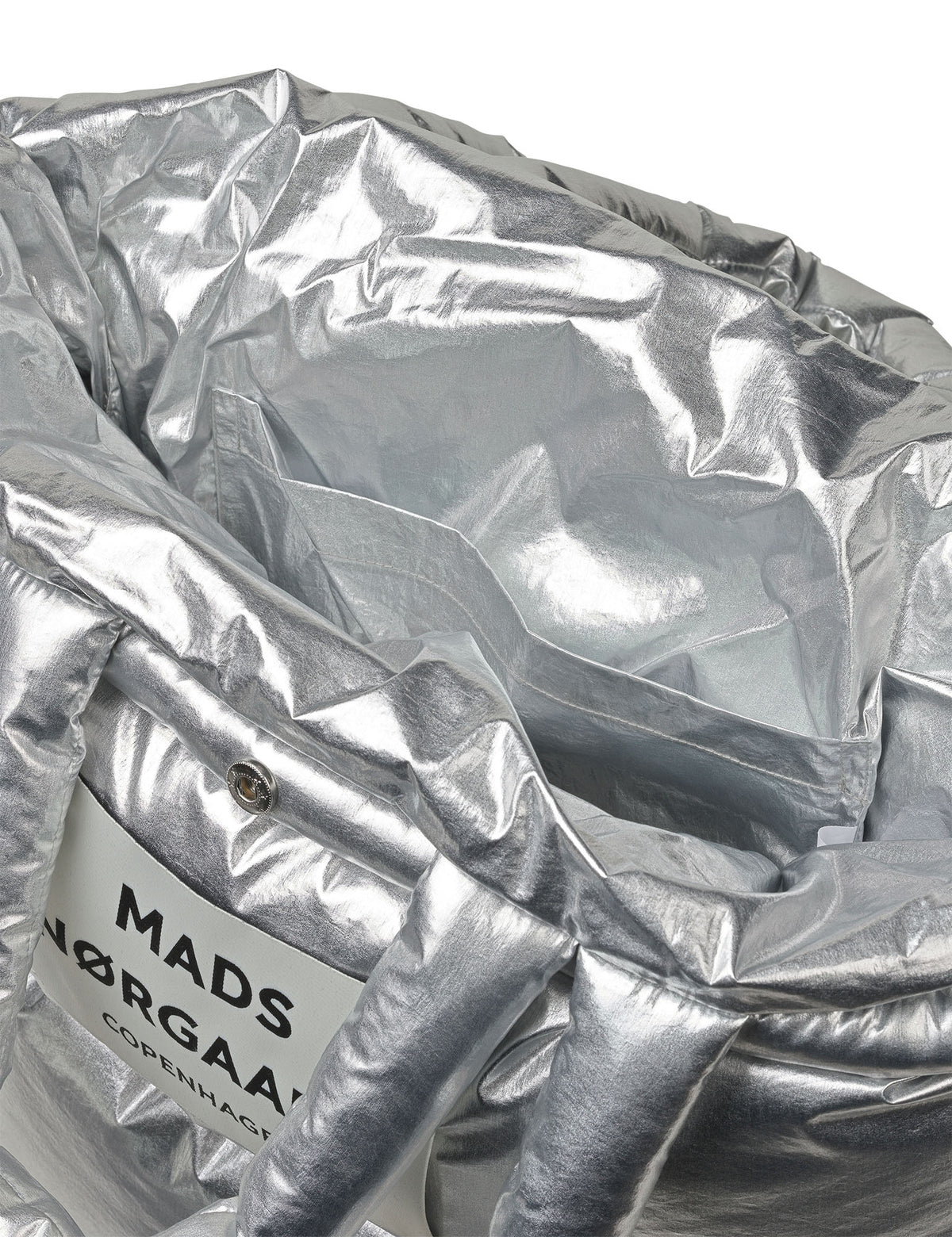 Metallic Nylon Pillow Bag, Silver