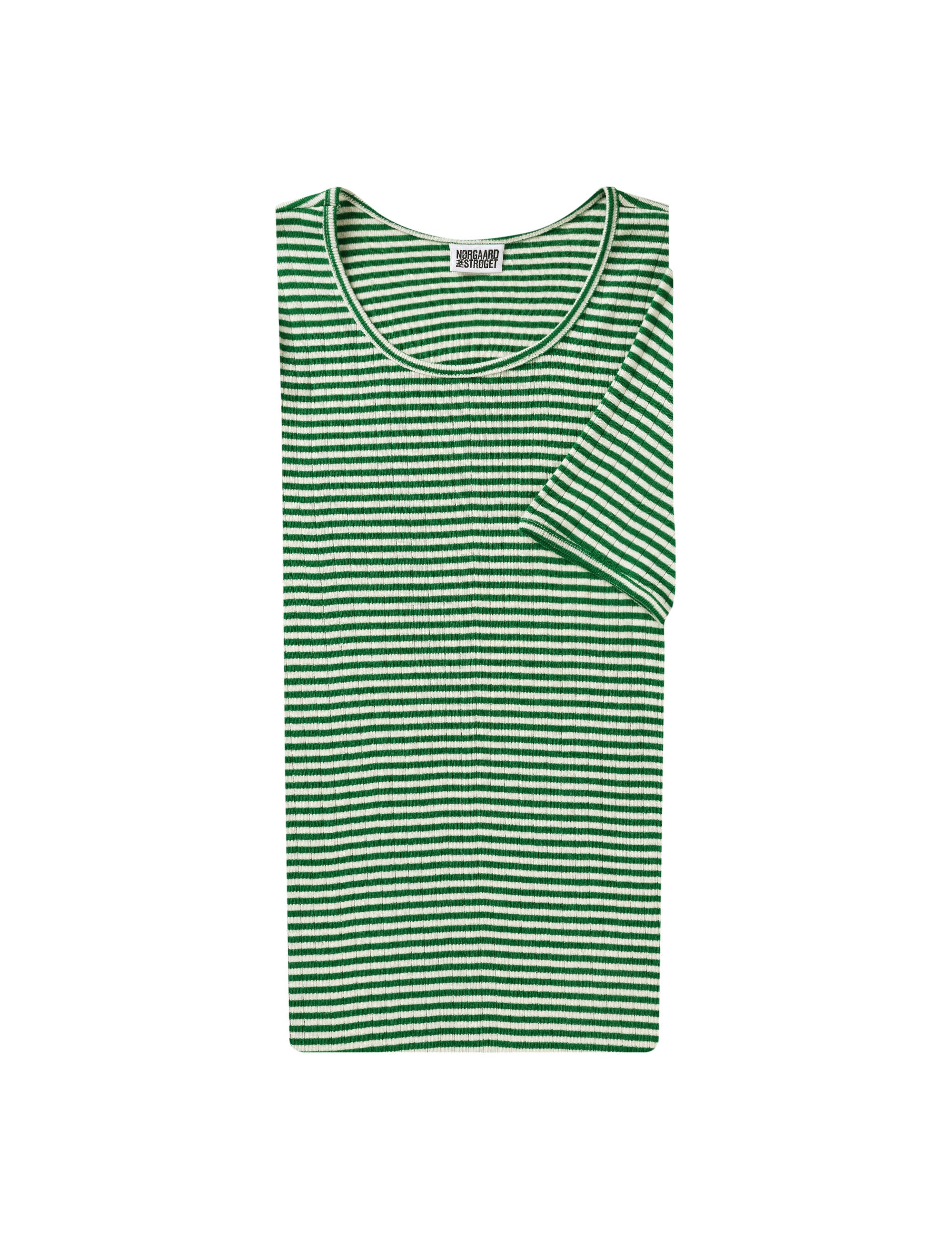 101 Short Sleeve Fine Stripe, Green/Ecru – MADS NØRGAARD – COPENHAGEN