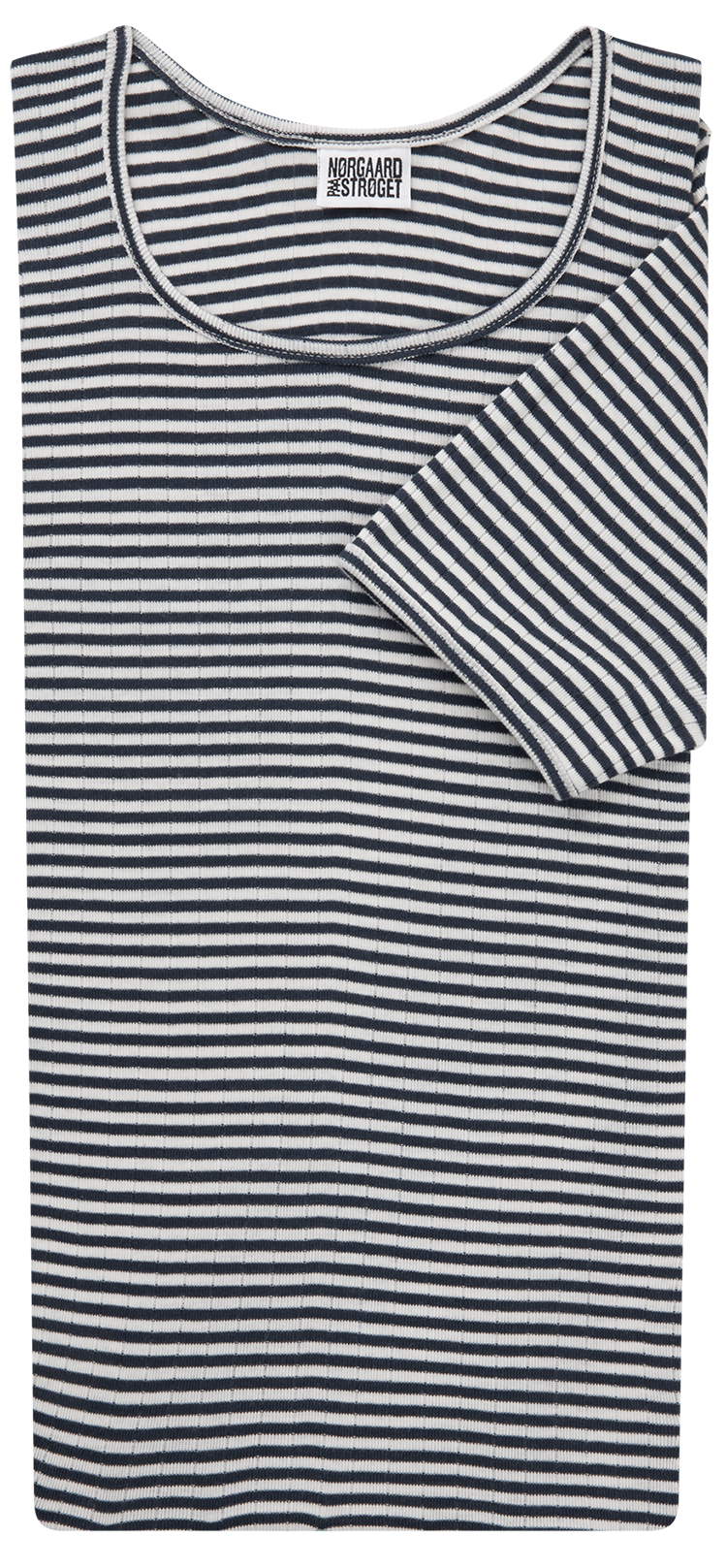 101 Short Sleeve Fine Stripe, Marine/Ecru