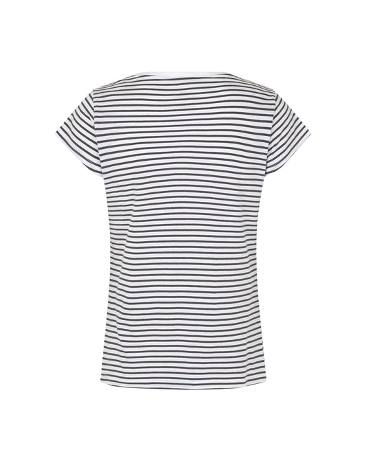 Organic Jersey Stripe Teasy Tee FAV, Asphalt/Brilliant White