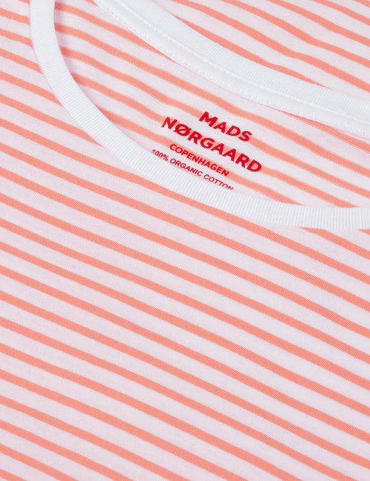 Organic Jersey Stripe Teasy Tee FAV, Brilliant White/Shell Pink