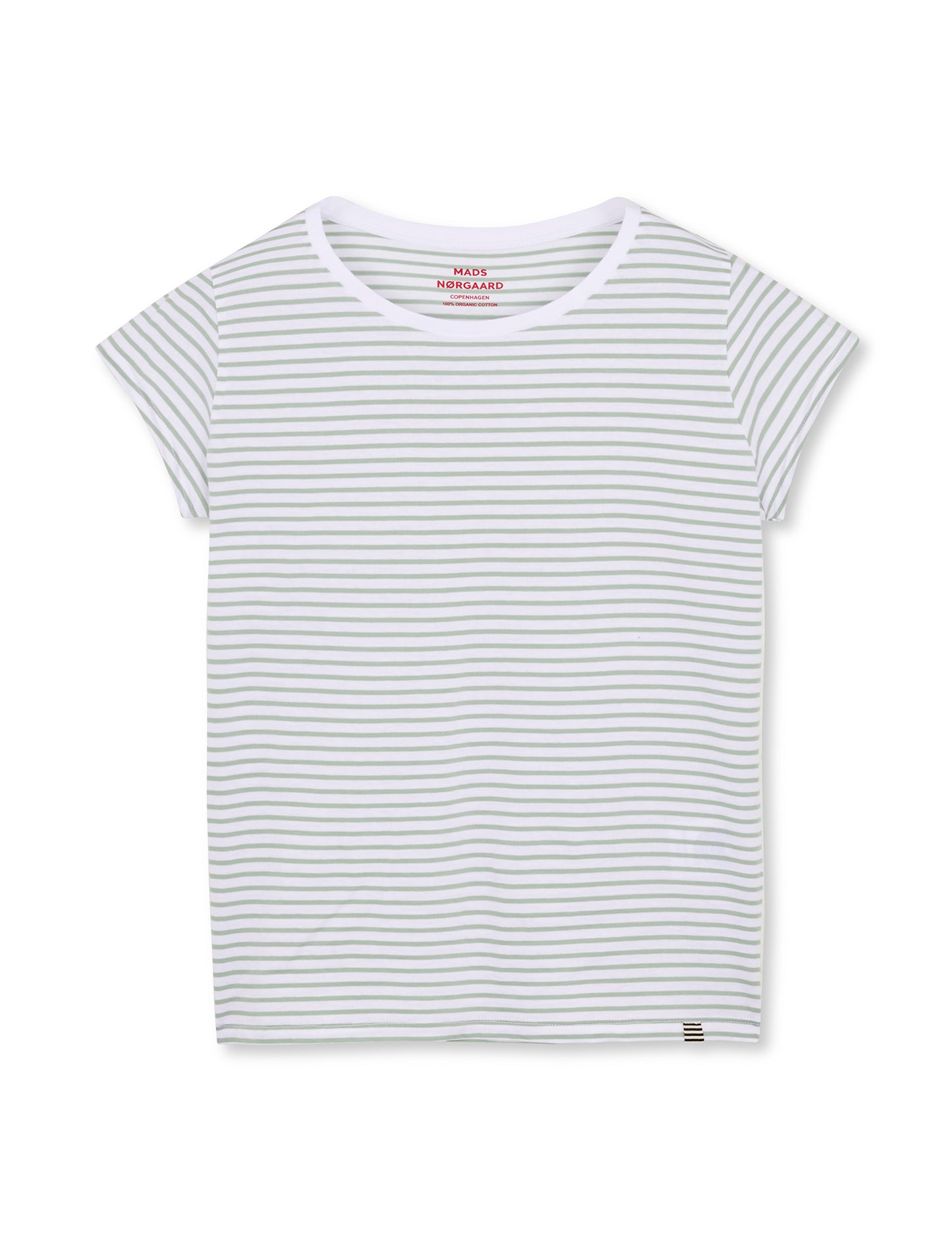 Fine Jersey Stripe Teasy Tee FAV, Brilliant White/Jadeite