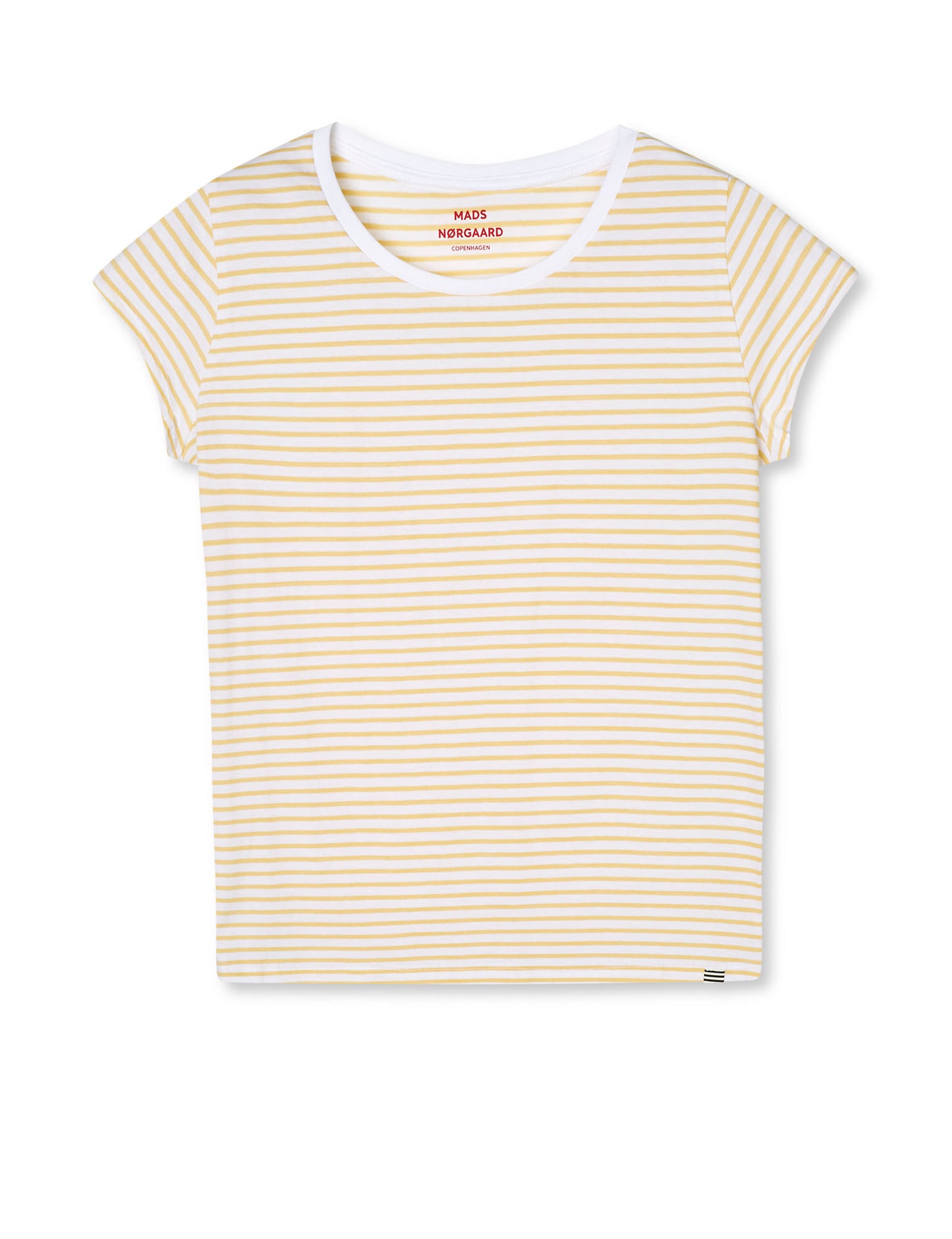 Fine Jersey Stripe Teasy Tee FAV, Brilliant White/Straw