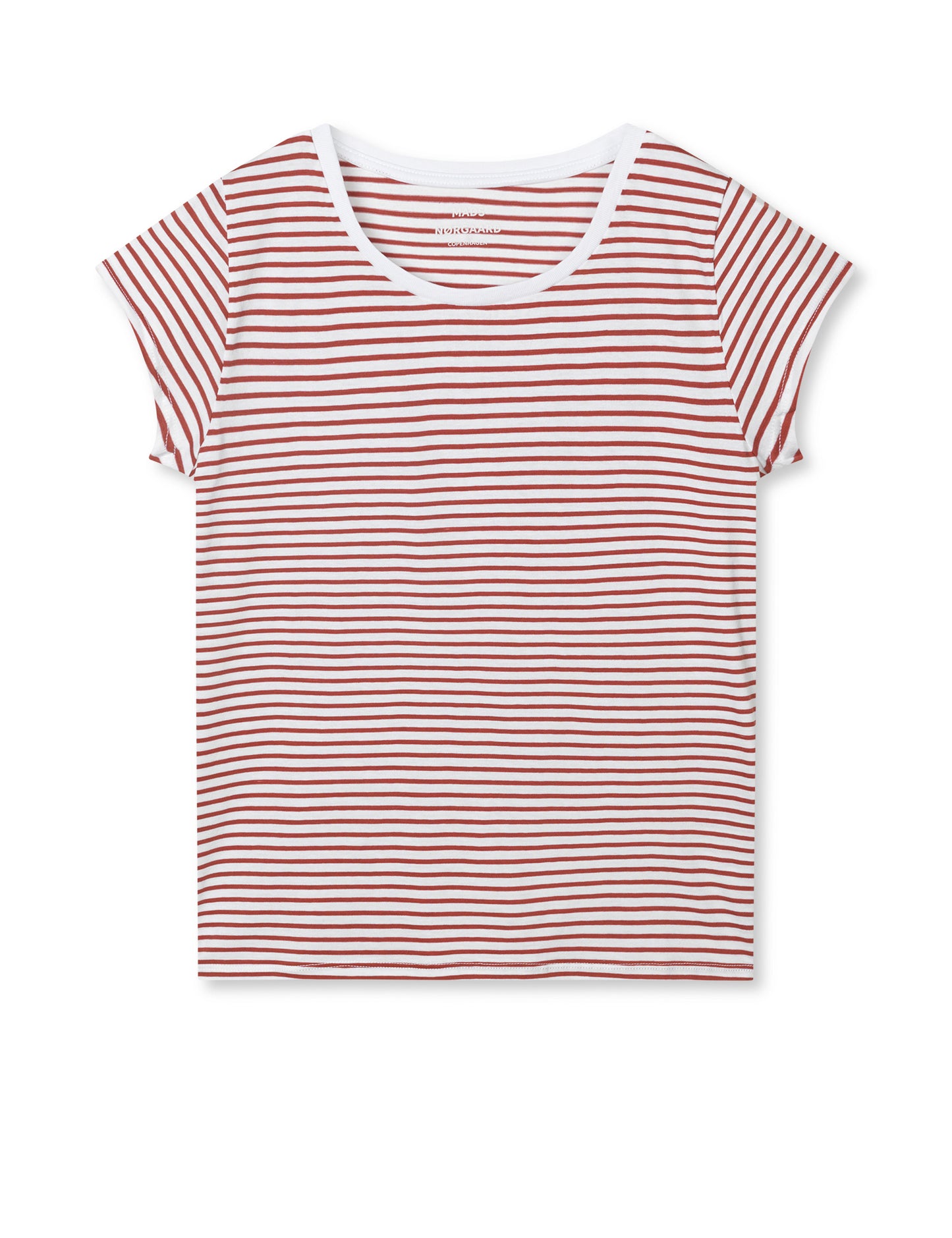 Fine Jersey Stripe Teasy Tee FAV, Brilliant White/Winery