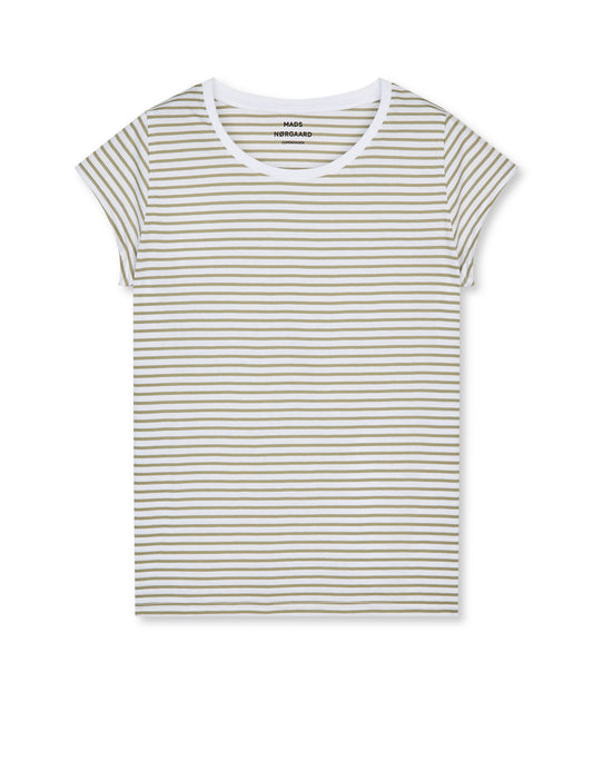 Fine Jersey Stripe Teasy Tee FAV, Brilliant White/Overland Trek