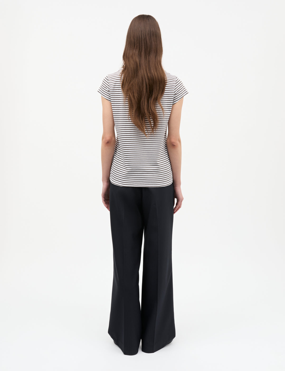 Fine Jersey Stripe Teasy Tee FAV, Turkish Coffee/Brilliant White