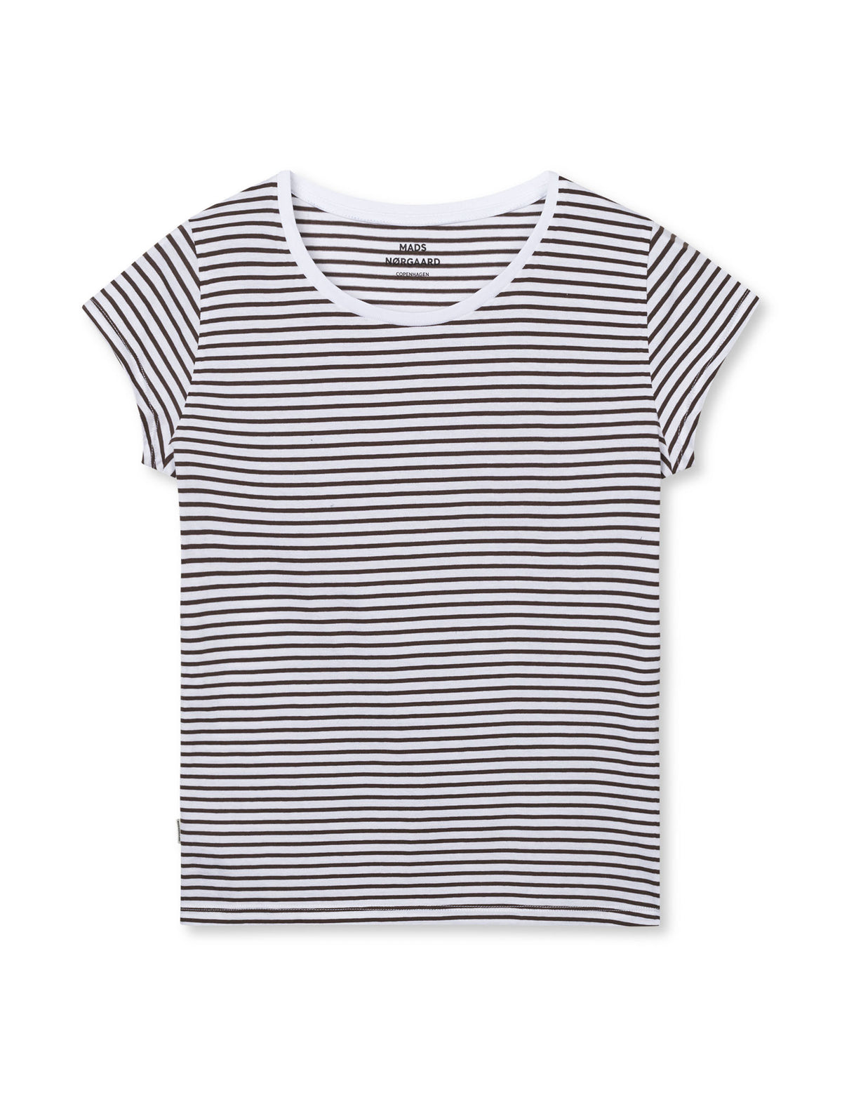Fine Jersey Stripe Teasy Tee FAV, Turkish Coffee/Brilliant White