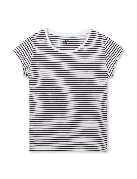 Fine Jersey Stripe Teasy Tee FAV, Turkish Coffee/Brilliant White