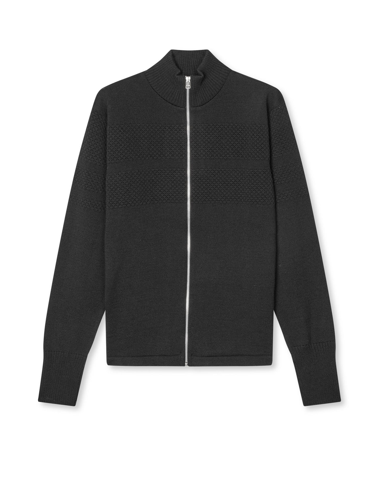 Wool Klemens Zip Knit, Black