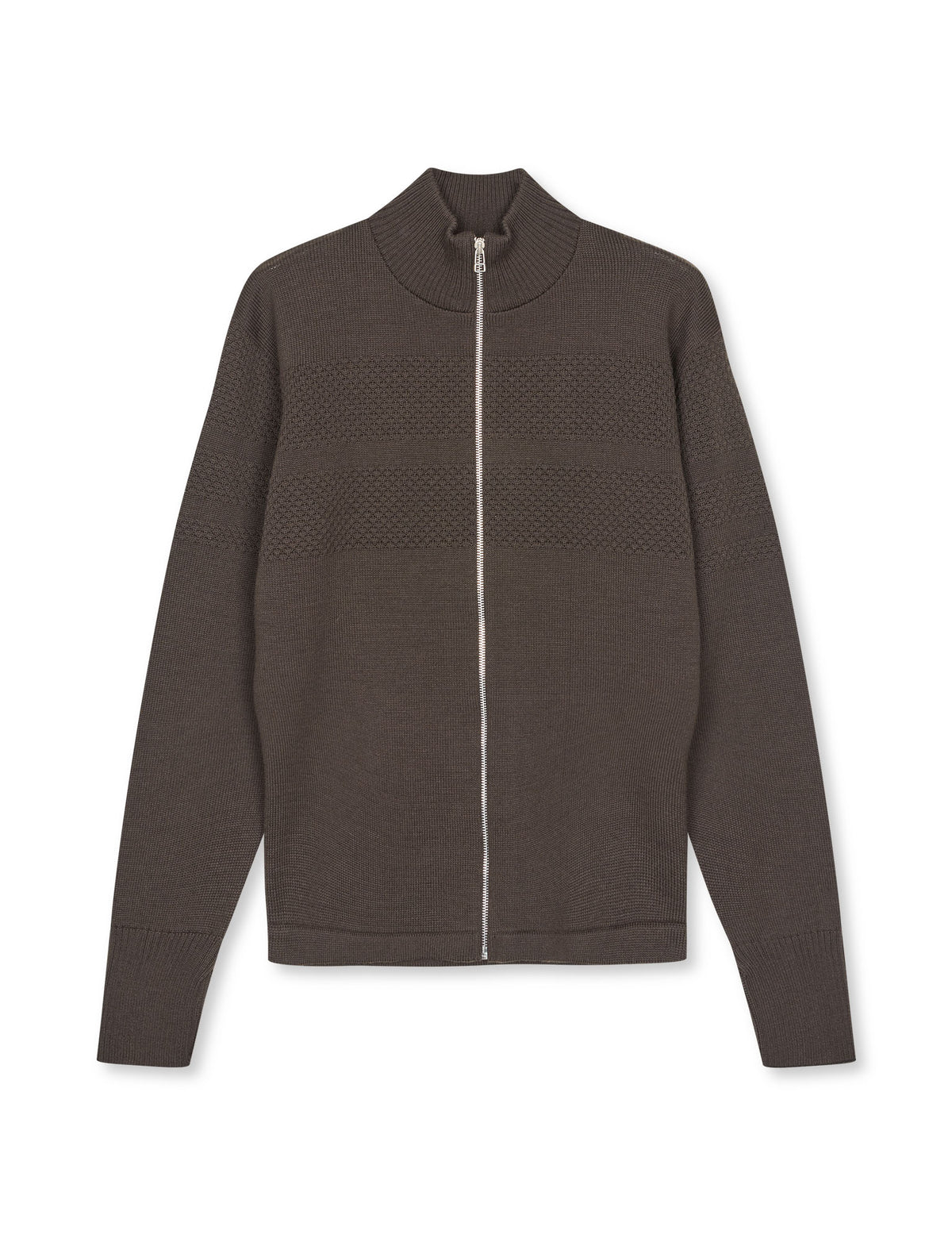 Wool Klemens Zip Knit, Turkish Coffee