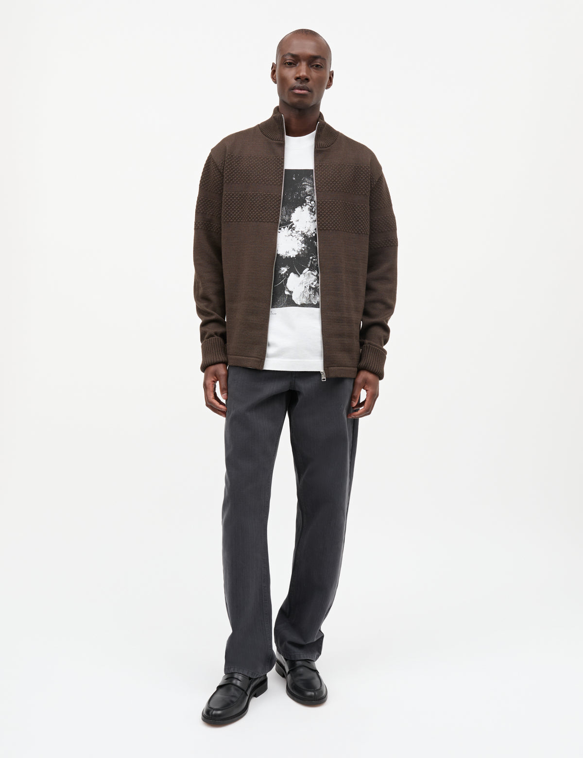 Wool Klemens Zip Knit, Turkish Coffee