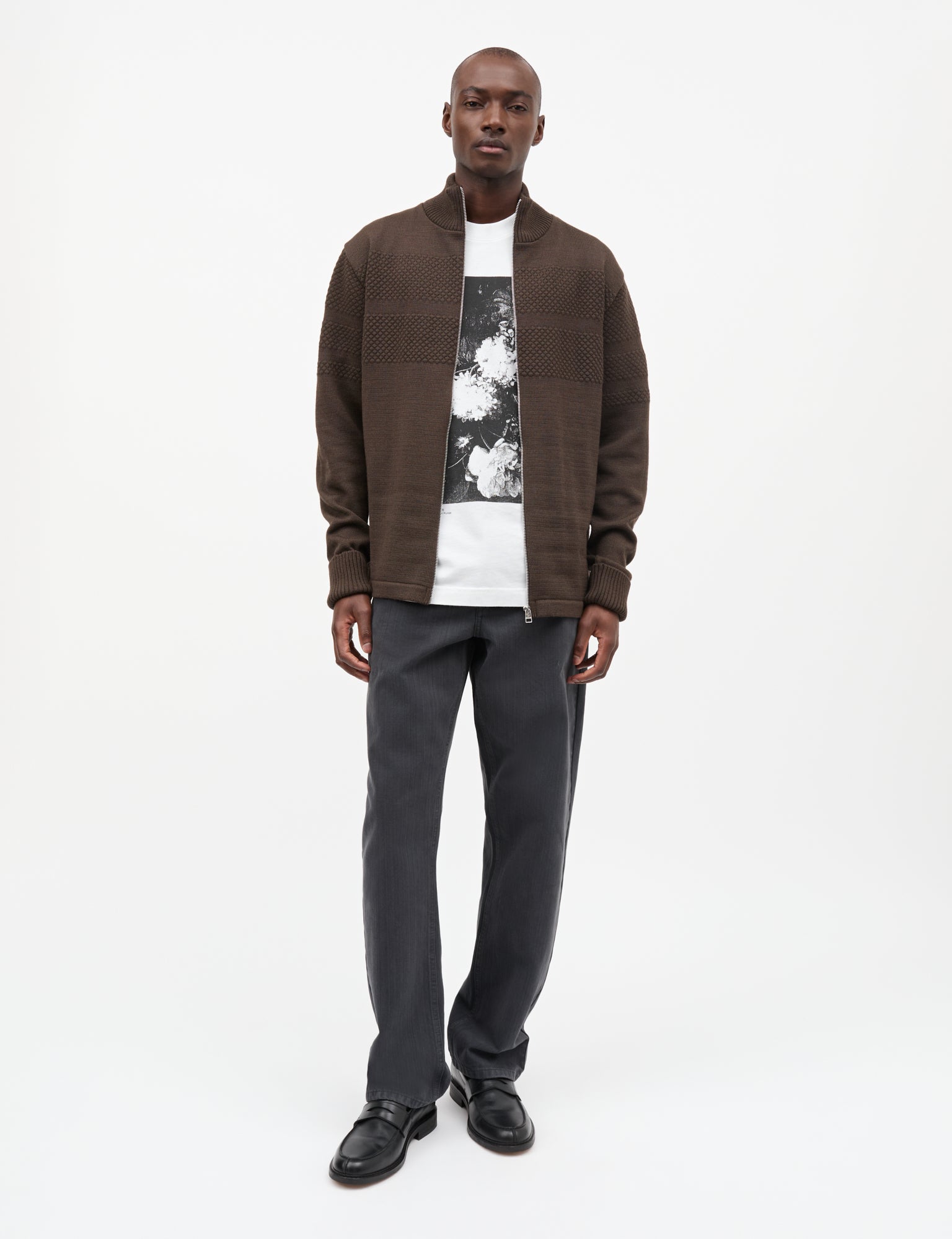 Wool Klemens Zip Knit, Turkish Coffee – MADS NØRGAARD – COPENHAGEN
