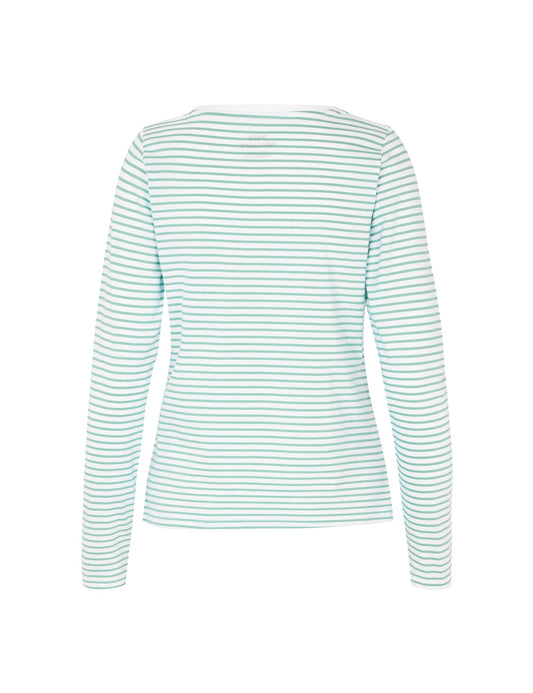 Organic Jersey Stripe Tenna Tee LS FAV,  Créme de Menthe/Brilliant Whit
