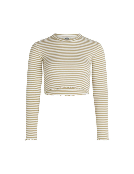 2x2 Cotton Stripe Tira Top, Elm/White