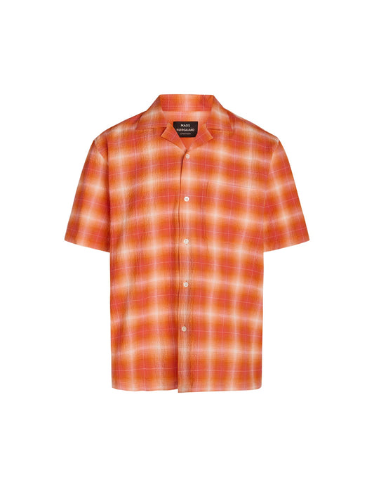 Seersucker Check Kenji Shirt, Orange Check
