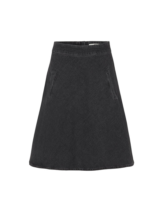 Black Denim Stelly Skirt,  Black