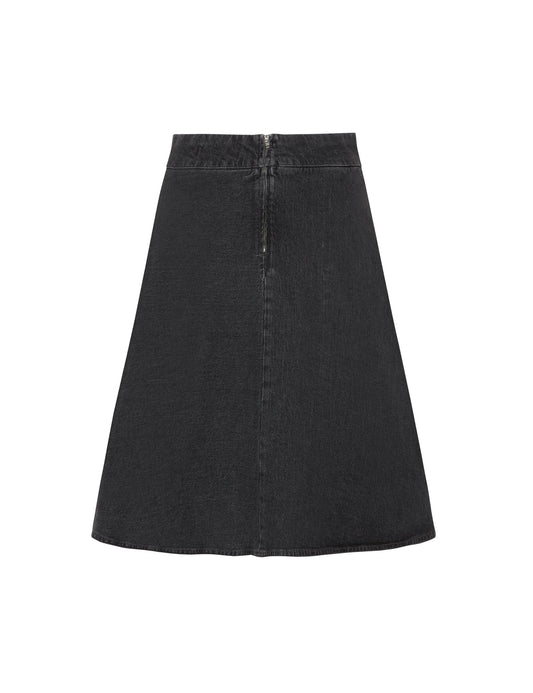 Black Denim Stelly Skirt,  Black