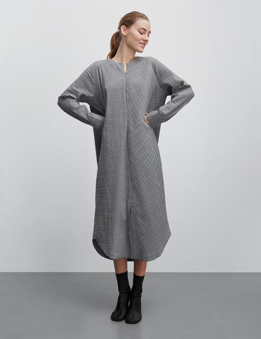 Crinckle Pop Rosaly Dress, Asphalt/Black