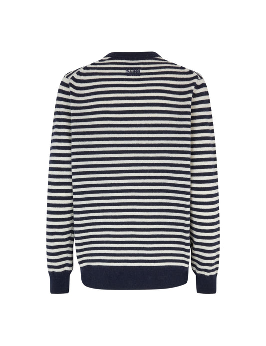 Eco Wool Stripe Kasey Sweater, Deep Well/Winter White
