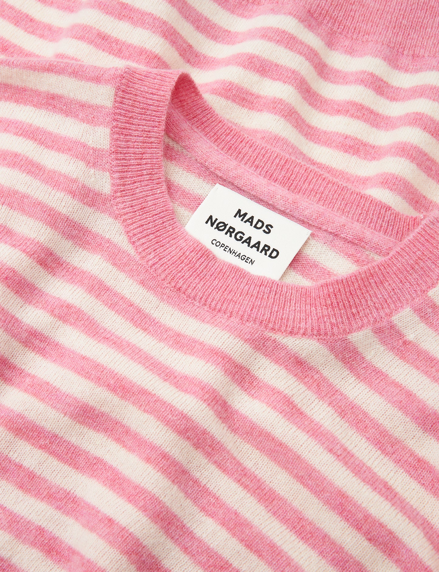 Eco Wool Stripe Kasey Sweater, Begonia Pink/Winter White