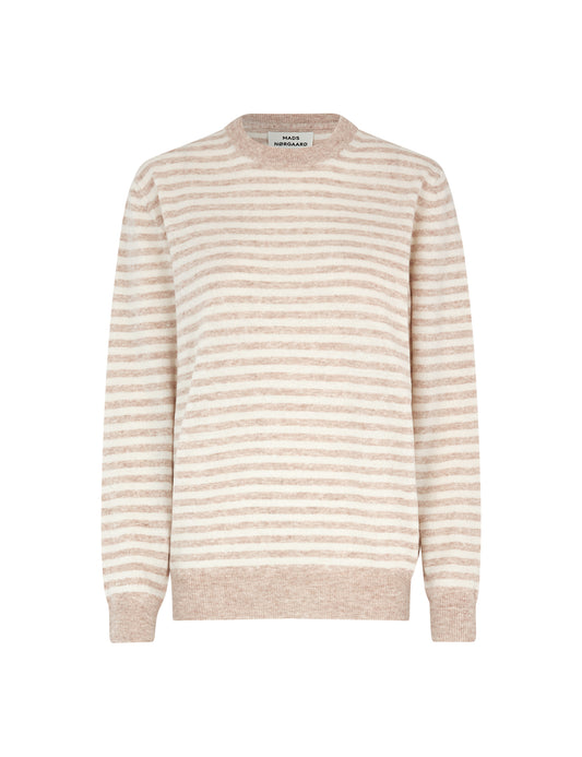 Eco Wool Stripe Kasey Sweater, Creme Brulee/Winter White
